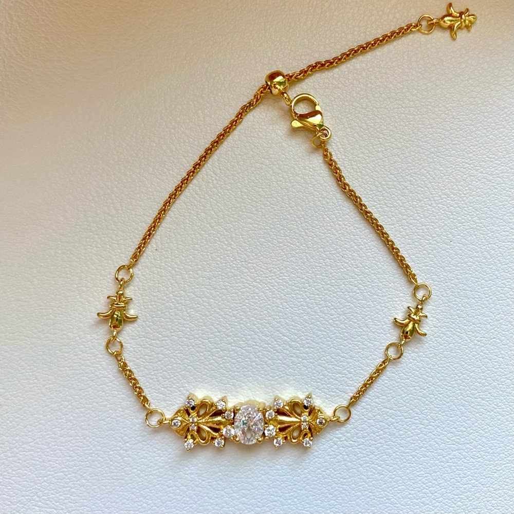 Gold Floral Cubic Zirconia Bracelet